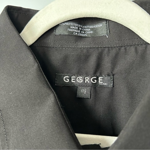 [17.5] George Men’s Classic Black Business Casual Long Sleeve Button Down Shirt - Picture 7 of 9